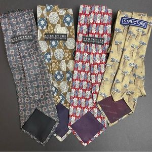 Structure Neckties Four Assorted prints Ties